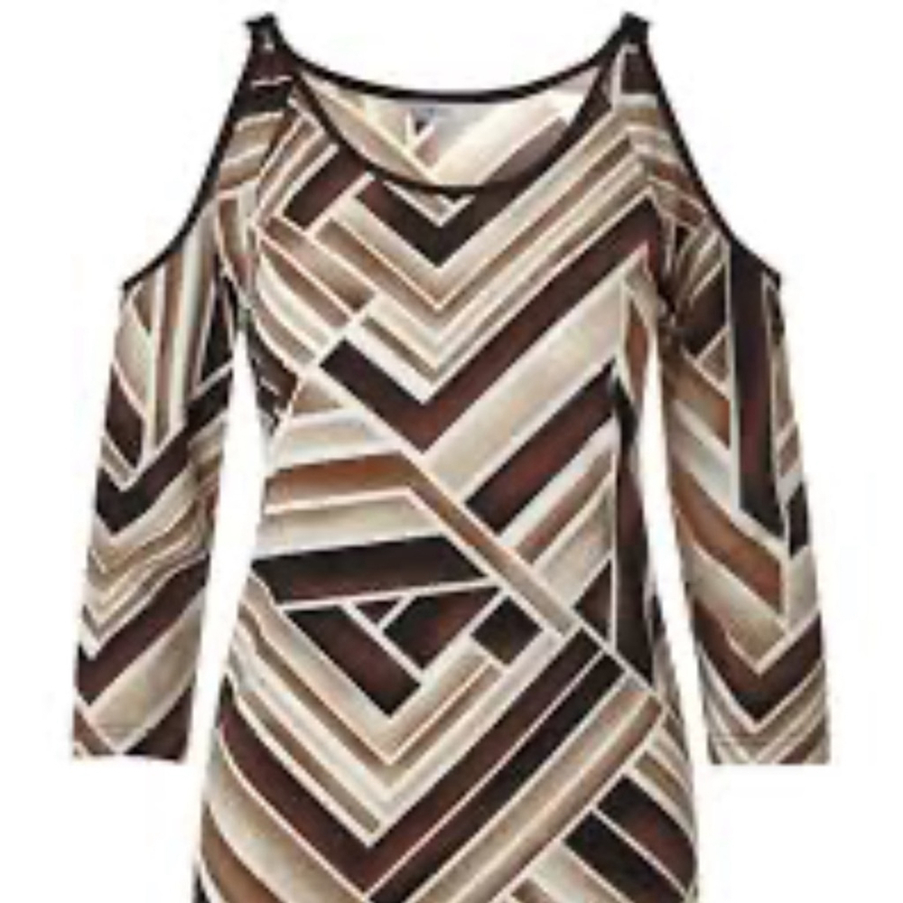NWT Cleo Biscuit Print Cold Shoulder Top